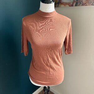 A NEW DAY Light Burnt Orange Low Turtle Neck Blouse Medium